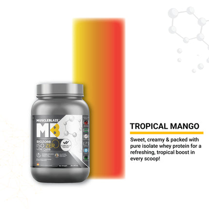 MuscleBlaze Biozorb Performance Whey, 907g (2 lb), Tropical Mango