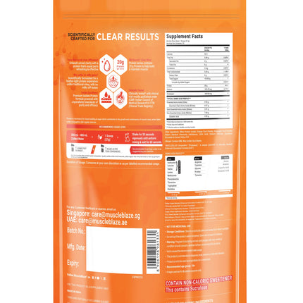 MuscleBlaze Biozorb Clear Whey Isolate,  1.19 lb Icy Orange
