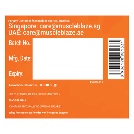 MuscleBlaze Biozorb Clear Whey Isolate,  1.19 lb Icy Orange