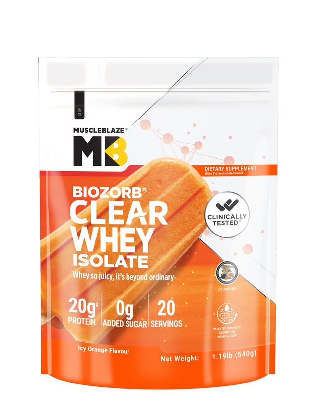 MuscleBlaze Biozorb Clear Whey Isolate,  1.19 lb Icy Orange