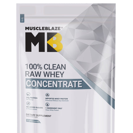 MuscleBlaze Raw Whey Protein 80%, 2.2lb, Unflavoured
