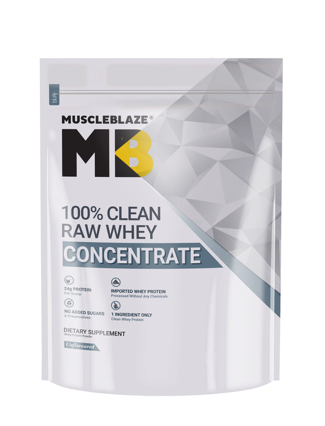 MuscleBlaze Raw Whey Protein 80%, 2.2lb, Unflavoured