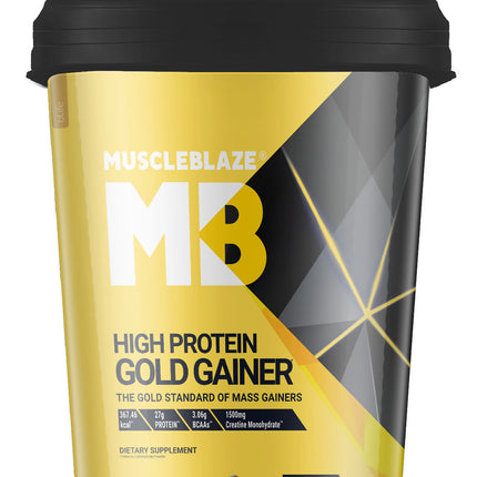 MuscleBlaze High Protein Gold Gainer, 11 lb Chocolate, 5kg (Round Bucket)