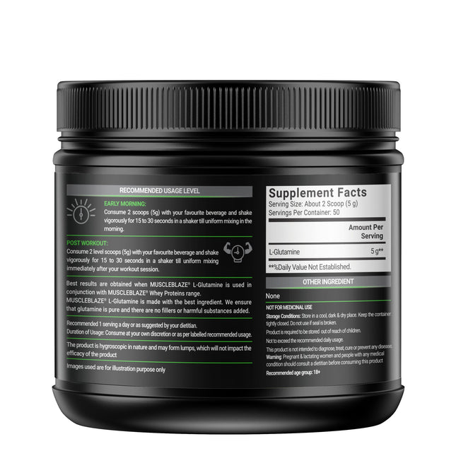 MuscleBlaze L-Glutamine, 0.55 lb Unflavoured