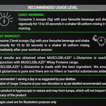 MuscleBlaze L-Glutamine, 0.55 lb Unflavoured