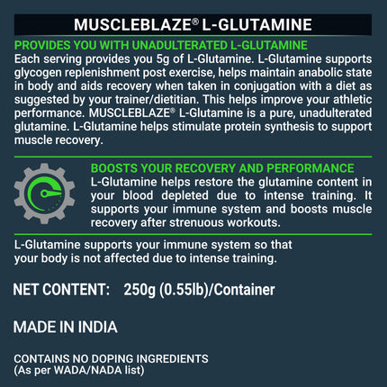 MuscleBlaze L-Glutamine, 0.55 lb Unflavoured
